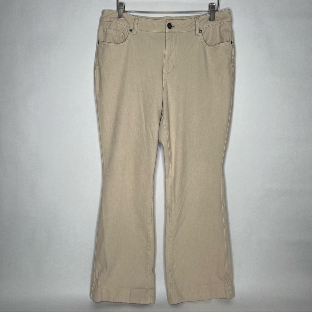 Coldwater Creek Beige Tan Womens Khaki Beige Stretch Jeans Pants Size 12 Hemmed